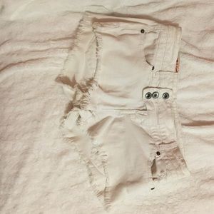 White frayed shorts