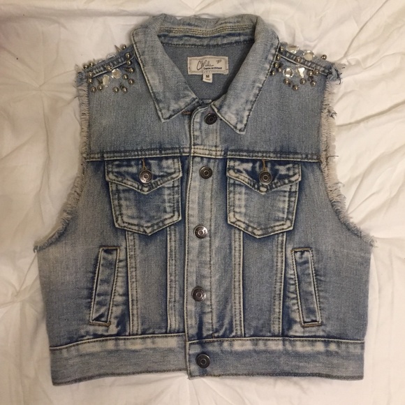 Edgy denim vest with embellishments