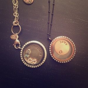 2 Origami Owl Locket Necklace with Charms