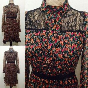 ANTHROPOLOGY RYU Fall Festive Floral Pleated Dress