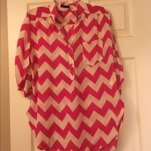 Pink & cream chevron blouse