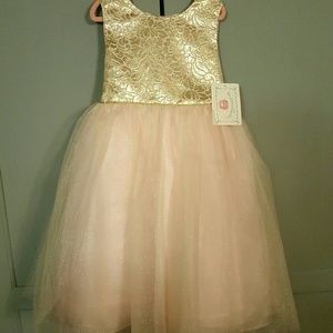 Marmellata Pink & Gold Brocade little girls dress