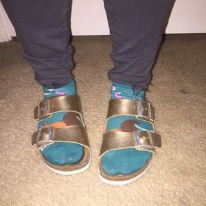 Gold Birkenstock Sandals