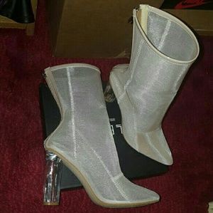 Nude High Ankle Mesh Boots