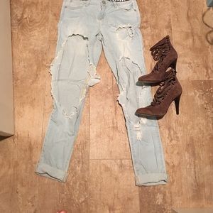 Charlotte Russe destroyed ankle crop jeans