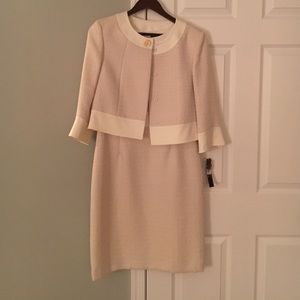 Cream Tahari dress with matching cropped jacket.