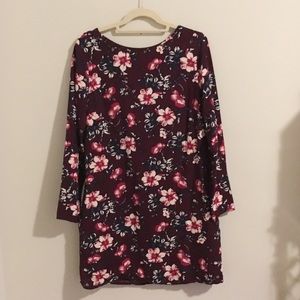 Floral Burgundy Shift Dress