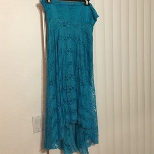Aqua lace high low skirt
