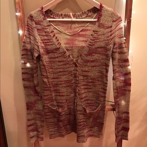 Free People Tan & Rust Long Wool Cardigan
