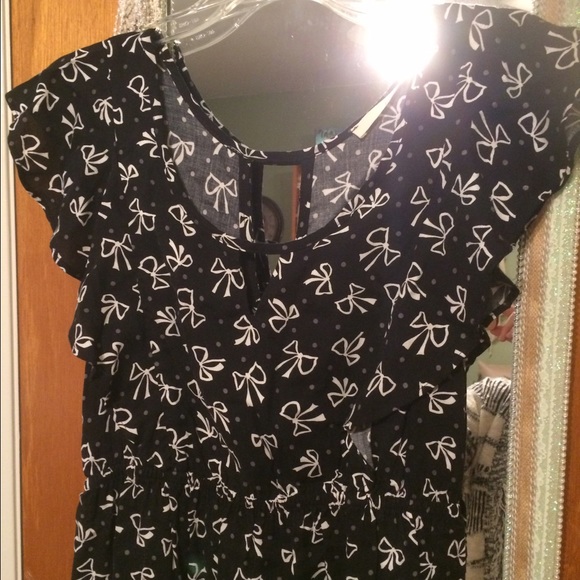 Lush Bow Print Flutter Sleeve Dress, Casual, Mini