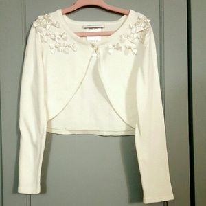 Bonnie Jean Ivory cardigan pearls & bows