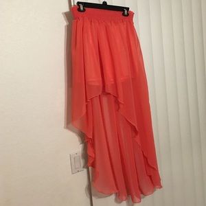 Coral sheer high low skirt