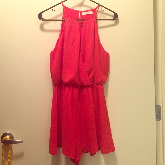Lush Romper Red/Orange with Keyhole Neck