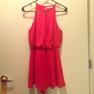 Lush Romper Red/Orange with Keyhole Neck