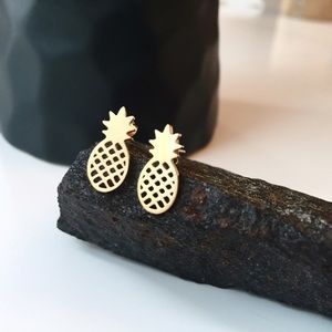 Gold Plated Pineapple Mini Stud Earrings