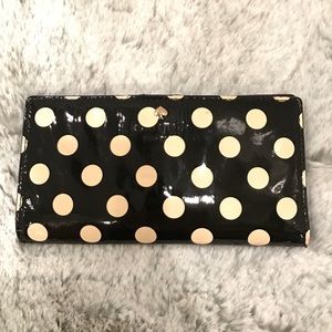 Kate spade black & white polka dot wallet