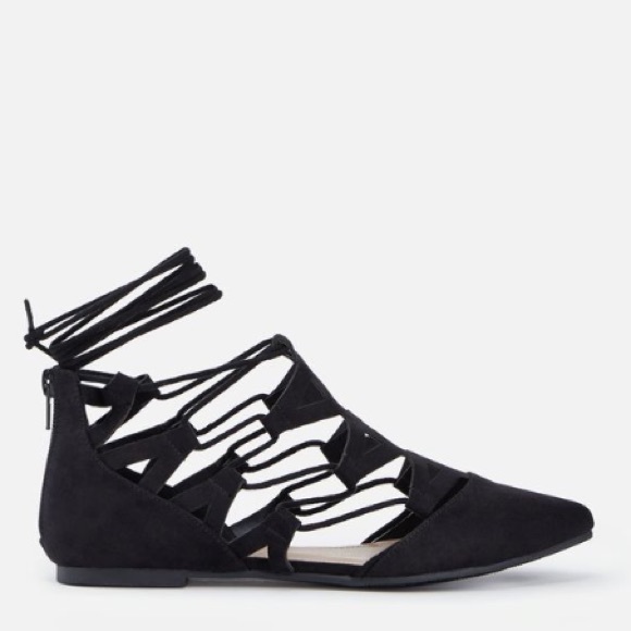 🌹Brand new lace up black flats - Picture 1 of 4