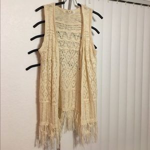 Cream Cute designed Crochet vest. only worn once!