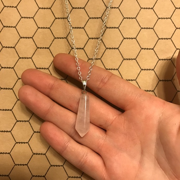 boutique Jewelry - Light pink quartz prism pendant