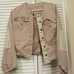 Free People dusty pink distressed canvas jacket