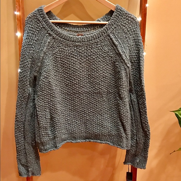 Cozy Free People Dusty Blue Knit Sweater