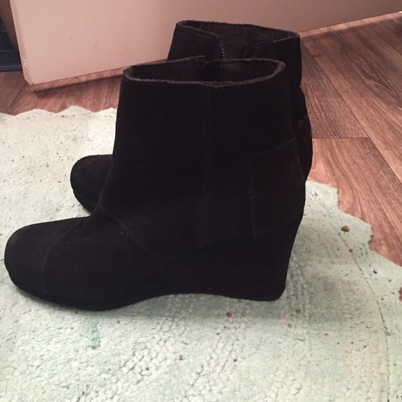 TOMS black suede booties