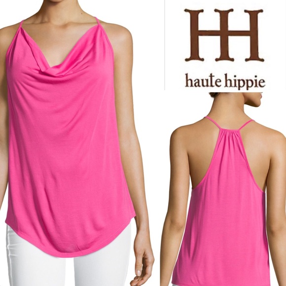 Haute Hippie Tops - Haute Hippie Cowl-Neck Racerback Tank #002A-8