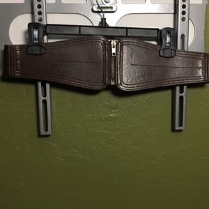 Brown zipper waist belt