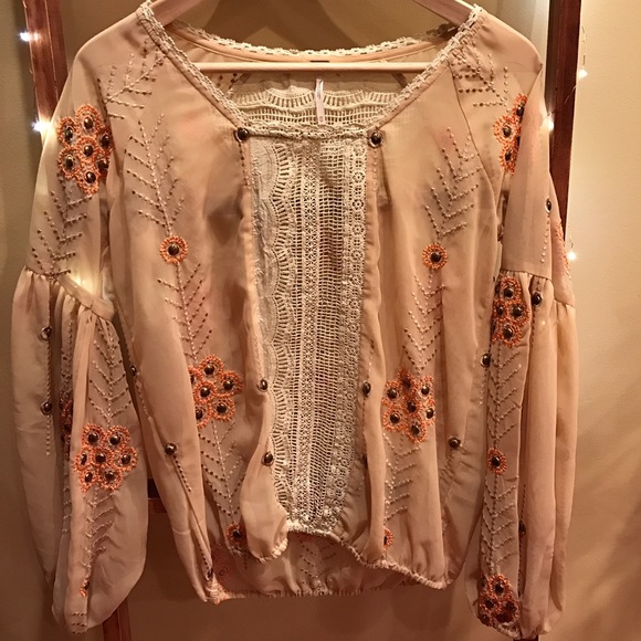 Free People Embellished Blouse