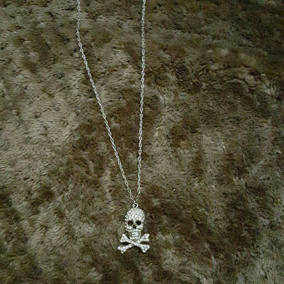Crystal Skull and Cross Bone Necklace