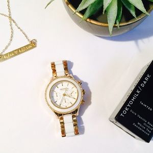 ✨Sale✨DKNY Gold +White Ceramic Chronograph Watch