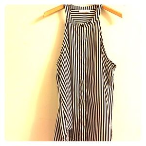 Striped tank with high collar