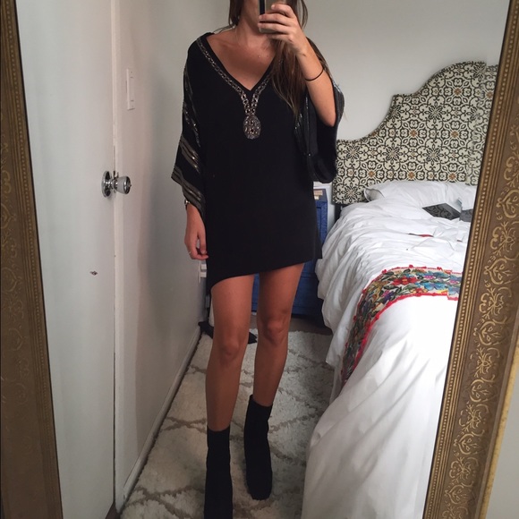 Foley + Carina 100% silk beaded tunic dress