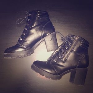 Black heeled combat boots!