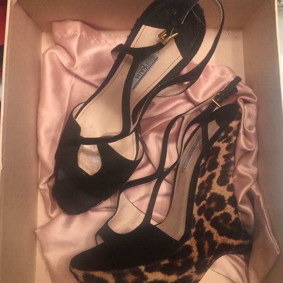 Prada cheetah Print Wedges 100% Authentic