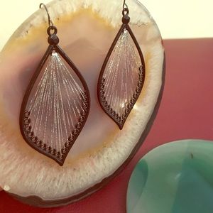 Earrings*leaf and sparkle* one pair
