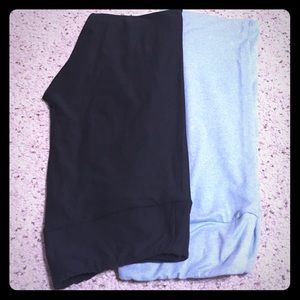 2 Pair TC Lularoe Leggings - Black; Heathered Blue