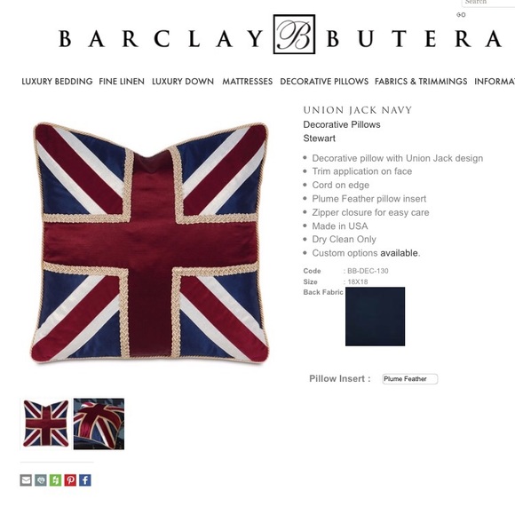 NWT Eastern Accents Great Britain Pillow w/ insert - Picture 3 of 3