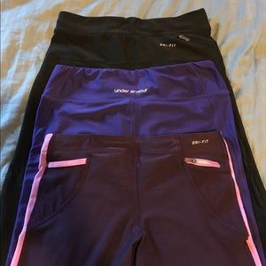 Nike and Under Armour workout pants bundle