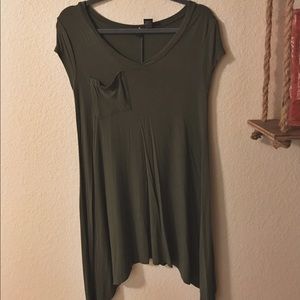 Green tunic long top/short dress