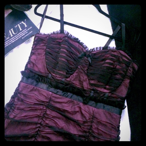 Red/Black Balconette Top Party Dress