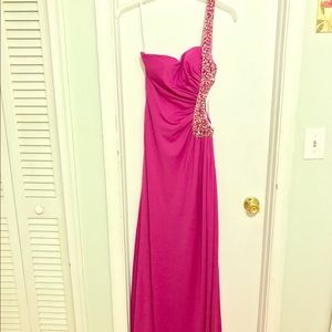 Pink One Shoulder Prom Dress