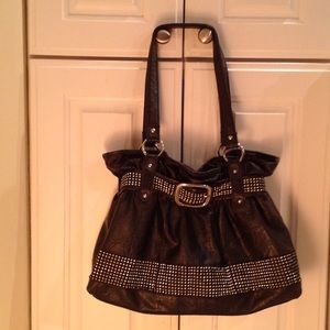 Leather look Bag with Rhinestones