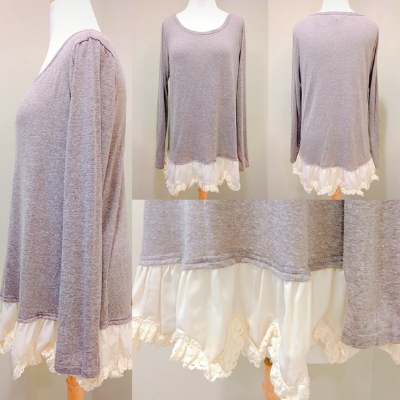 ‼️LAST ONE‼️Melange Contrast Ruffled Hem with Trim - Picture 2 of 4