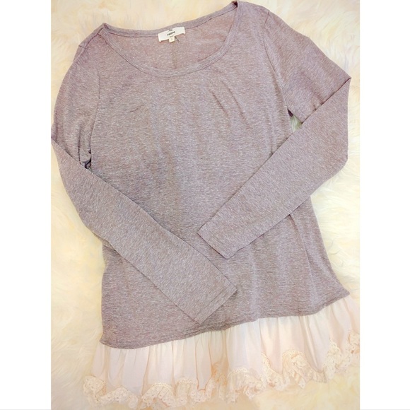 ‼️LAST ONE‼️Melange Contrast Ruffled Hem with Trim - Picture 3 of 4