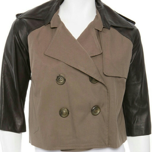 Mason Leather Cropped military trench coat Nwt 2 - Picture 1 of 4