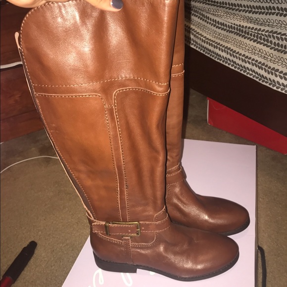 Brown leather boots