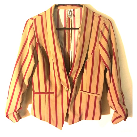 Brown and red striped blazer size medium