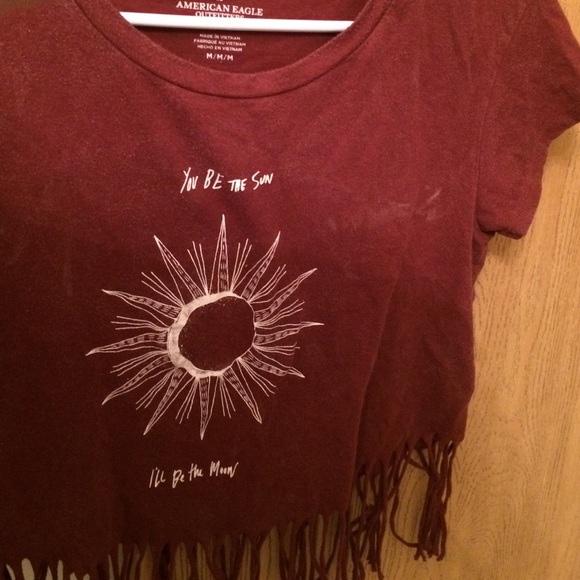 American Eagle Cropped top fringe tee - Picture 1 of 1