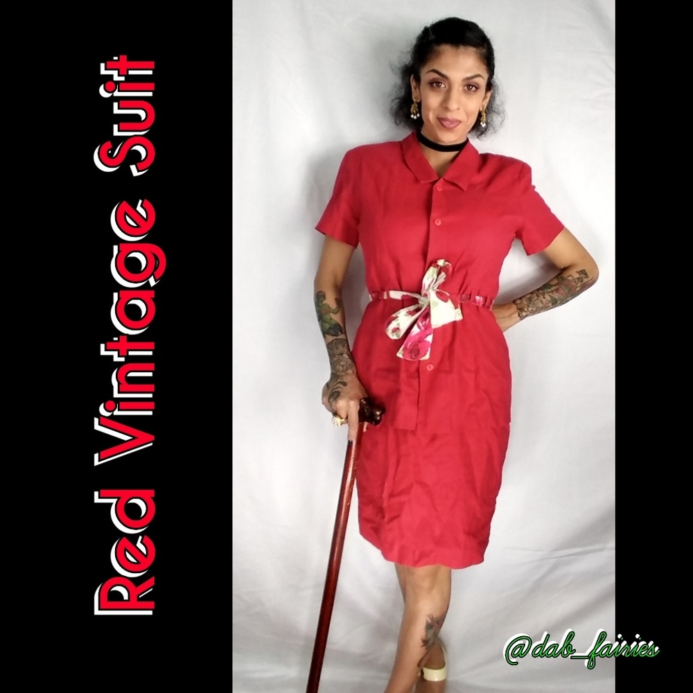 💄Price Firm💄Vintage pinup 80s red one piece